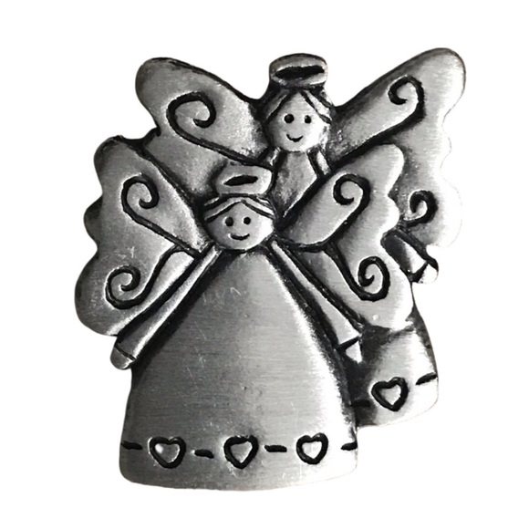 Chelsea Pewter Jewelry - ✨Sold✨4/$20 Vintage Chelsea Pewter Angel Push Back Pin Silver In Colour